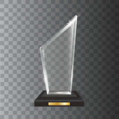 Transparent Realistic Blank Vector Acrylic Glass Trophy Award