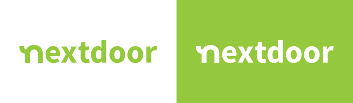 Nextdoor Wordmark Logo on Transparent and Green Background, Editorial Use Only