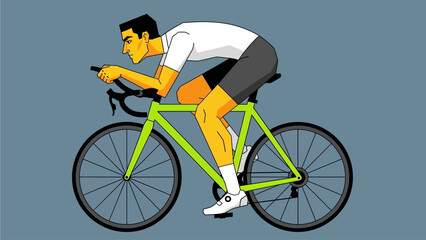 Fototapeta premium Cyclist riding a bicycle on a path viewed from the side in a simple graphic illustration