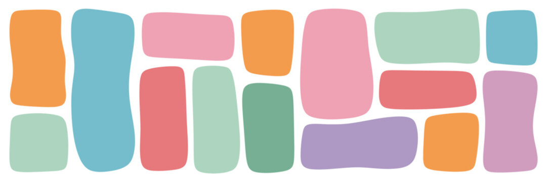 Doodle hand drawn frames with irregular uneven shapes, curved picture and painting frameworks, organic forms, colorful squares with wavy rough edges, wavy irregular rectangles for top ranked vector 