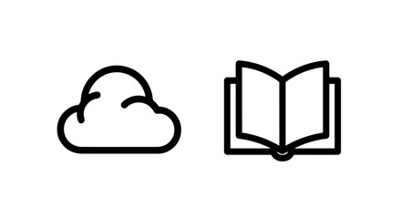 Cloud library and online book reading digital education icon