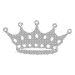 Obraz premium Distressed black and white pixelated royal crown illustration