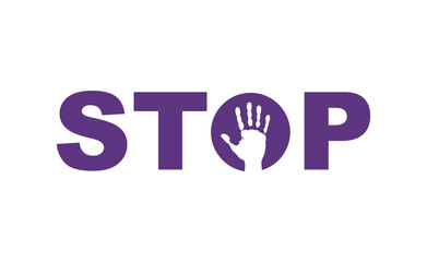 Stop Violence Purple Handprint Concept with Bold Typography