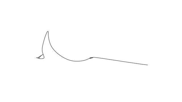 Stingray Gliding Over Ocean Floor. Sea Animals Concept. Single line draw design Video 4k. Footage graphic illustration