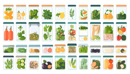 Fototapeta premium Assorted Vegetables and Fruits in Containers.