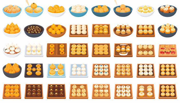 Assorted Traditional Indian Sweets and Desserts Display.