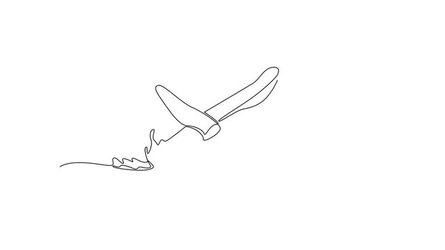 Whale Jumping Above Water. Sea Animals Concept. Single line draw design Video 4k. Footage graphic illustration