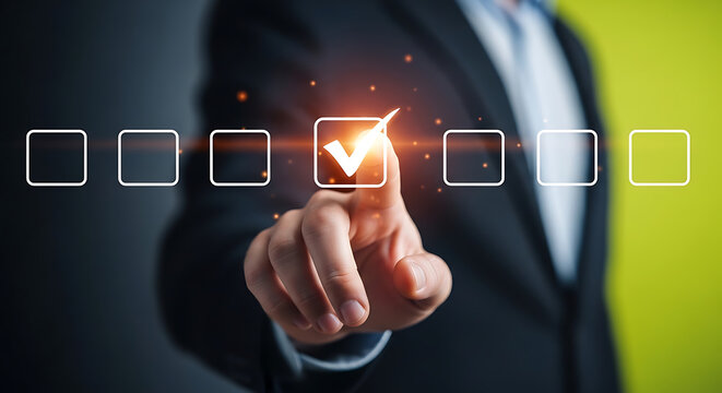 Checking a box on a list, representing completion and task management
