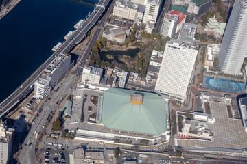 両国国技館付近を空撮