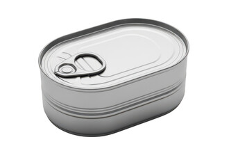 Grey tin can with pull tab isolated on transparent background