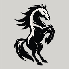 Obraz premium A dynamic, stylized graphic of a rearing horse
