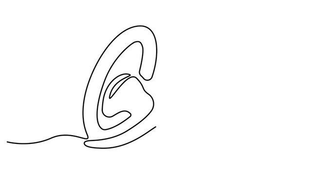 Simple continuous line drawing of a Car steering wheel. One line art, Line art graphic style. Car steering wheel symbols animation. 4k animation video