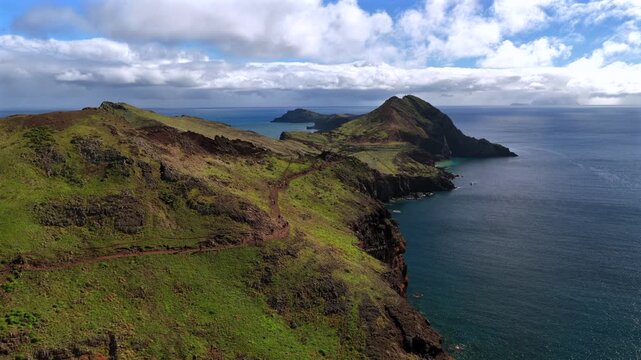 Aerial photo  of one of the best sights of Madeira Island. Cape Ponta de S&atilde;o Louren&ccedil;o, Madeira Island, Portugal