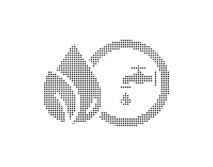 Dotted line art of flame inside circle symbolizing water and energy