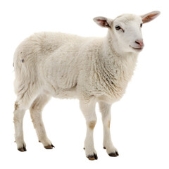 Fototapeta premium Sheep Standing Facing Forward Transparent Background