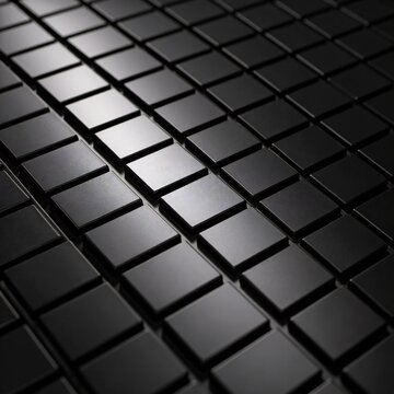 a sleek black tile featuring a grid of evenly spaced, raised squares, creating a modern, textured geometric surface