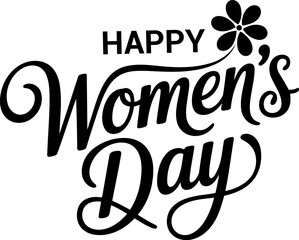 Obraz premium Happy Women's Day Calligraphy Lettering with Flower Element Isolated Vector