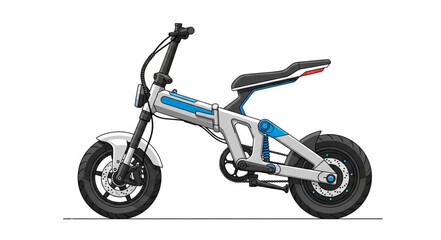 Fototapeta premium Modern Electric Bicycle Foldable Design White Background.