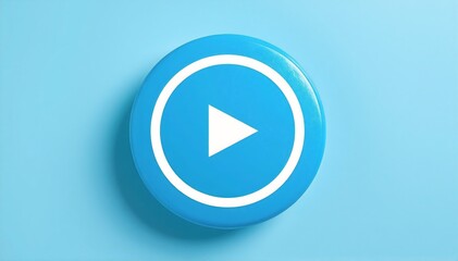 a glossy blue rectangular button featuring the white YouTube play icon centered on its surface