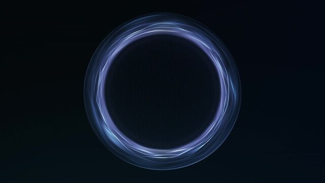 Deep blue glowing energy sphere with smooth plasma texture and soft luminous waves. Futuristic digital orb with elegant depth, sci tech aesthetic and seamless loop animation.