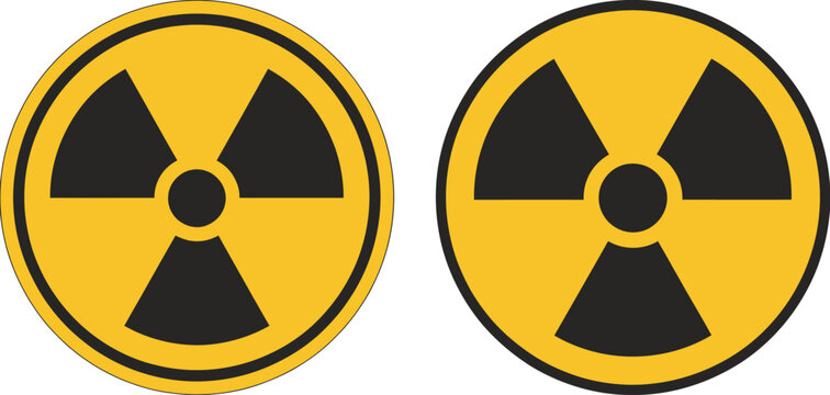 Radiation icon set, circular radiation hazard sign, radioactive safety danger caution, nuclear atomic bomb symbols for ranked industrial safety projects, hazard warning graphics