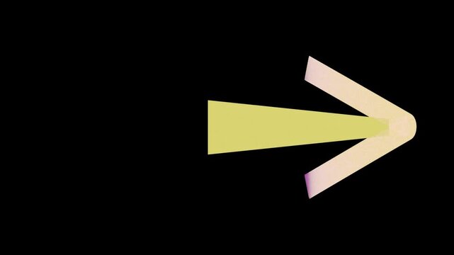 3d animated yellow arrow and glowing neon arrow on black background. loop animation of gradient arrows. motion graphics