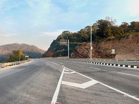 digital signboard of keep distance on four lane kangra shimla highway
