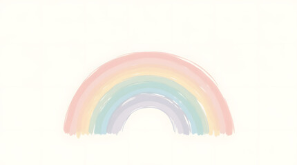A soft, pastel rainbow arching gracefully across a light background, evoking a sense of calm and serenity.