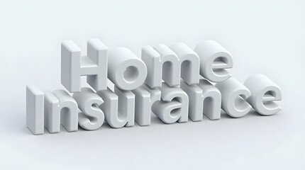 Stylized 3D text reading 'Home Insurance' in a soft, white color on a light background.