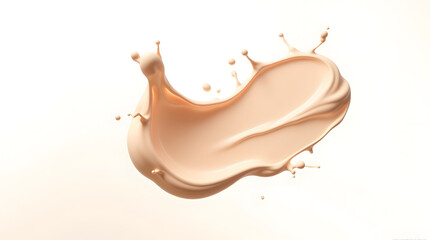 Fototapeta premium A splash of creamy, beige liquid forming an elegant shape against a soft, neutral background.