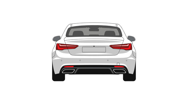Rear view of white sports car.