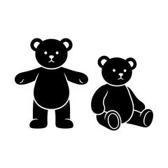 Obraz premium Stand and sit teddy bear silhouette vector flat illustration design on transparent background