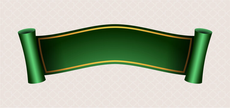 Islamic Curved Ribbon Banner Green Gold