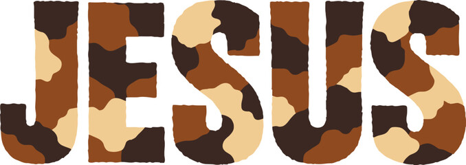 Jesus cowhide style typography western faith design isolated on white