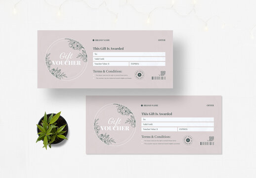 Elegant Floral Gift Voucher Coupon Template