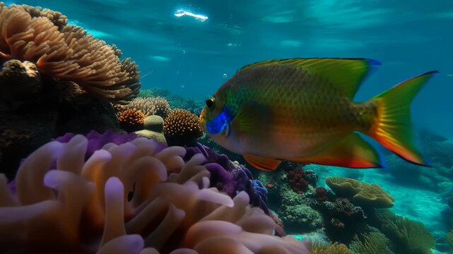 Vibrant coral reef ecosystem with jewel fairy basslet fish habitat