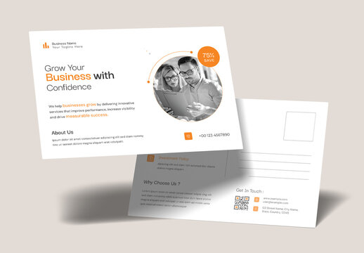 Modern Corporate Business Postcard Design for Marketing