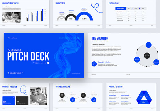 Modern Blue Business Pitch Deck Presentation Template