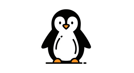 Fototapeta premium Cute cartoon penguin character on a white background