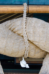 Intricate shimenawa rope at Izumo Taisha shrine, symbolizing purity
