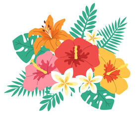 Beautiful bouquet of exotic tropical flowers and jungle foliage © Better Studio