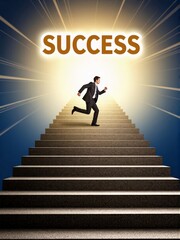 Businessman Running Toward Success