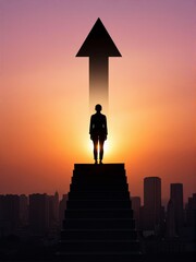 Staircase Arrow Toward Success