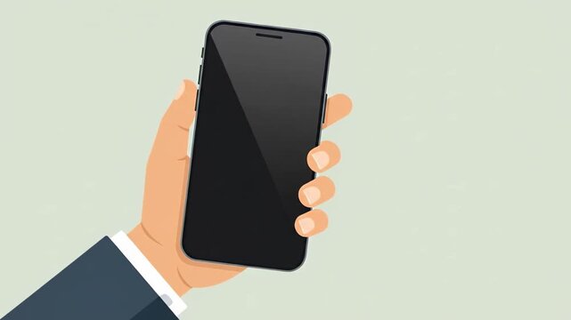 Hand Holding Smartphone with Blank Screen.