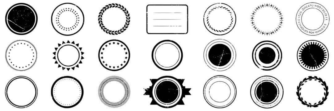 Badges set with various designs and styles for certification or authentication purposes always featuring icons, symbols, verification with approval and quality elements for guarantee, assurance