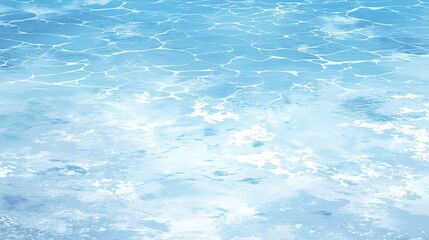 Top-down view of deep blue icy lake surface with gentle ripples and small bubbles, creating a cold and serene texture with natural depth and calm minimalist beauty
