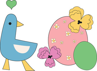 Goose and egg vector illustration for easter.