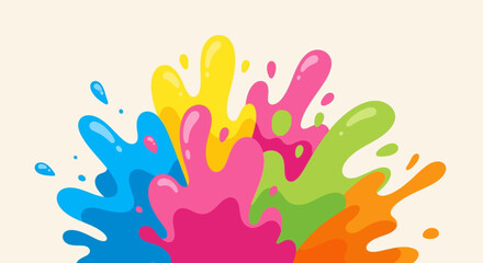 Colorful Paint Splashes on White Background.