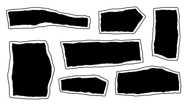 Collection of black irregular shapes on white background