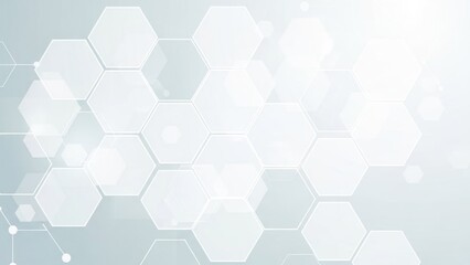 Abstract white and light blue background with overlapping hexagonal shapes
